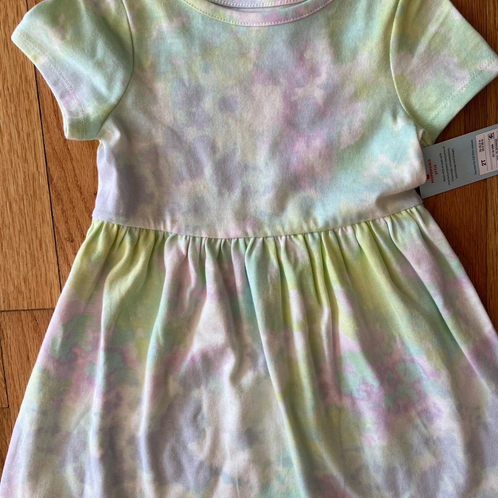 NWT Cat and Jack Purple and Green Pastel Tie-Dye Kids Dress